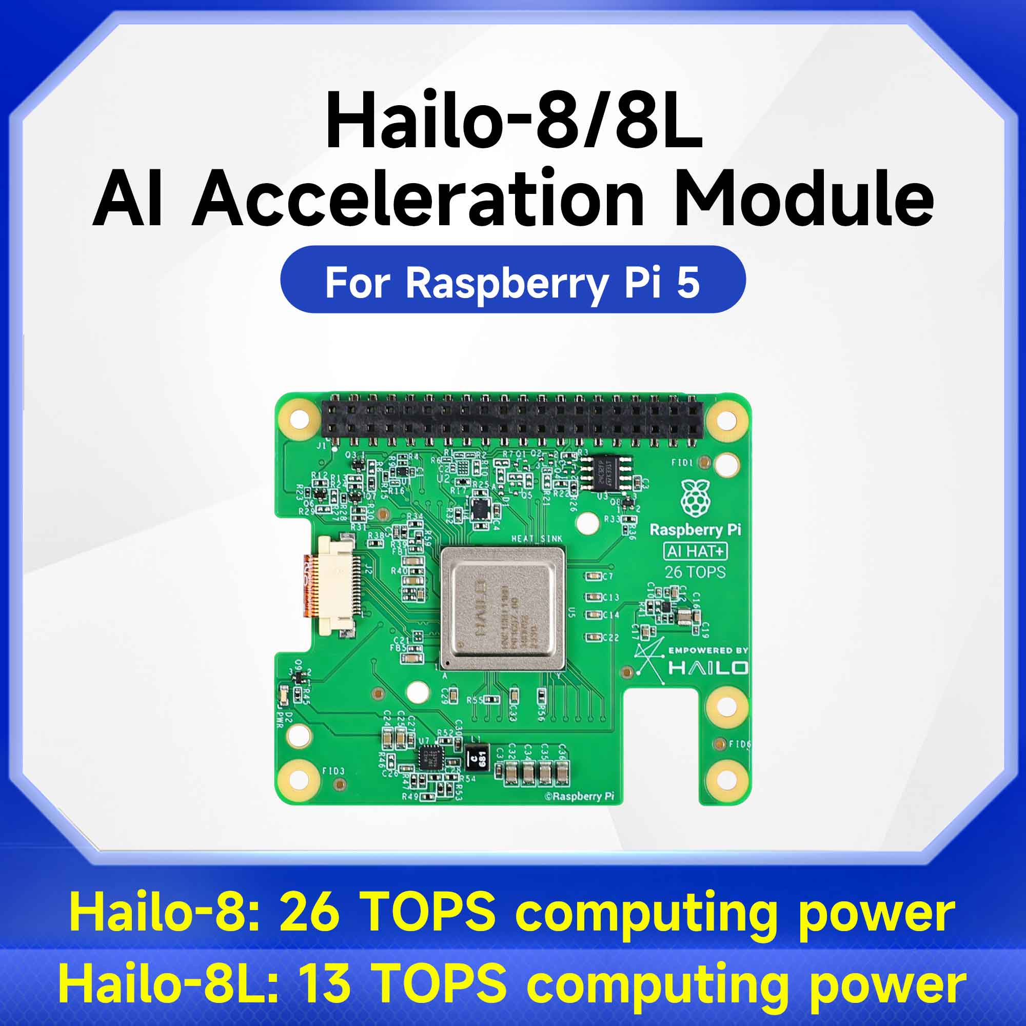 Raspberry Pi Ai Kit Hailo-8L - وحدة تسريع Hailo 8/8l Ai 13tops/26tops