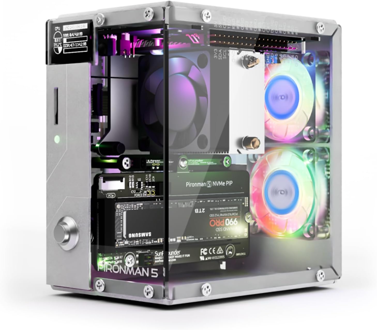 Raspberry Pi Ai Kit Hailo-8L - علبة كمبيوتر صغيرة Pironman 5 NVMe
