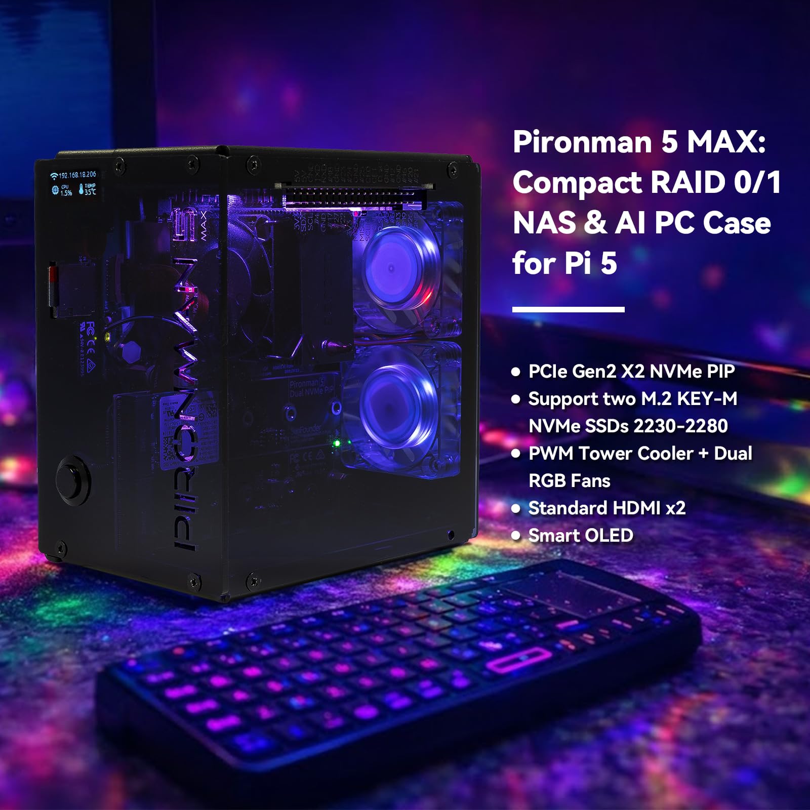علبة كمبيوتر Pironman 5-MAX مز - مراجعة Raspberry Pi Ai Kit Hailo-8L وسعره