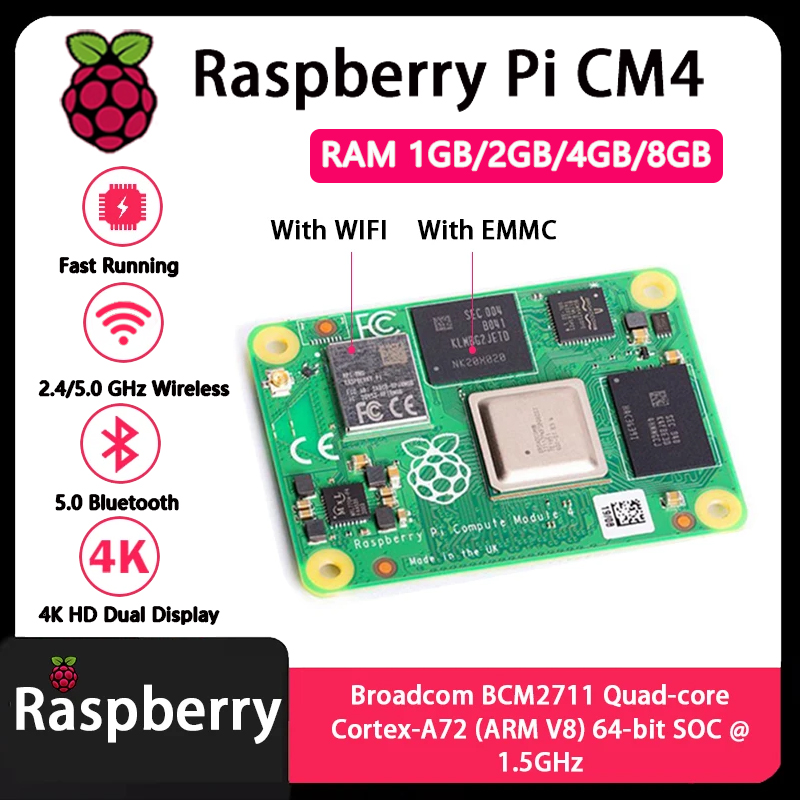 Raspberry Pi CM4 1GB/2GB/4GB/8 - مراجعة Raspberry Pi Compute Module 4 8Gb 32Gb Emmc وسعره